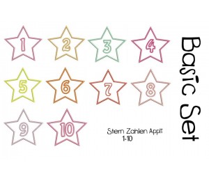 Stickserie - Stern Zahlen Appli 1-10